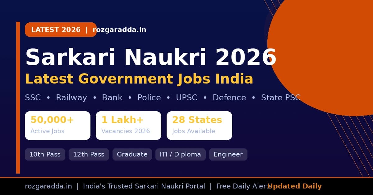 Sarkari Naukri 2026 — Latest Government Jobs India: SSC, Railway, Bank, Police, UPSC | RozgarAdda.in