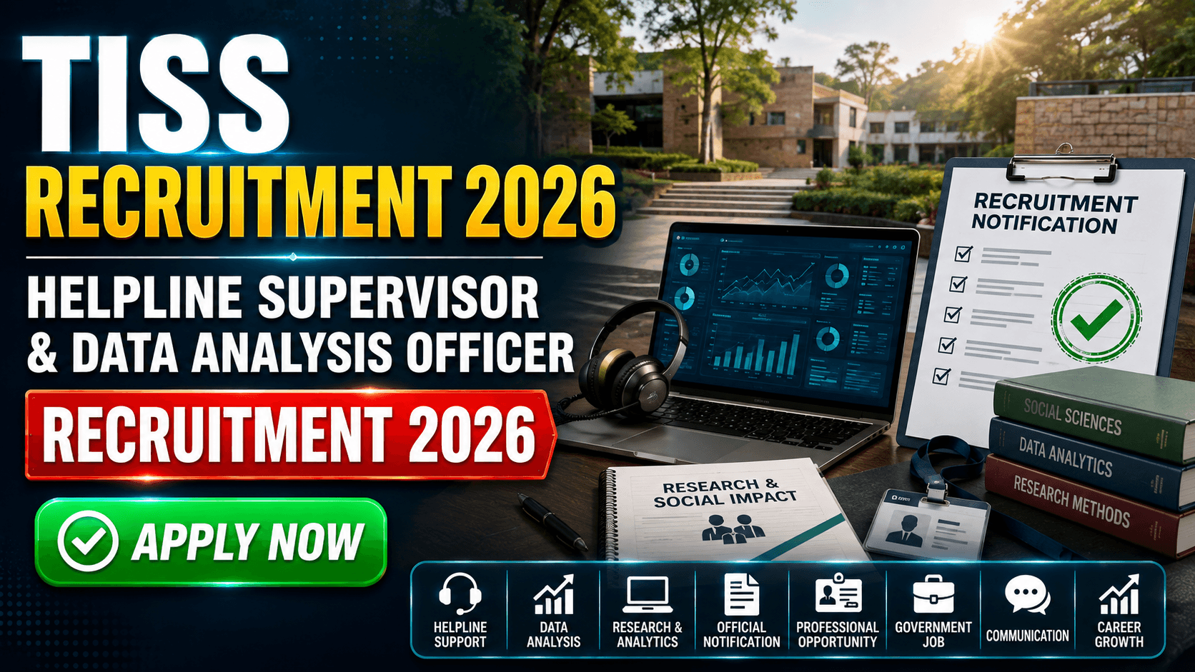 TISS Recruitment 2026 - Helpline Supervisor, Data Analysis Officer Posts