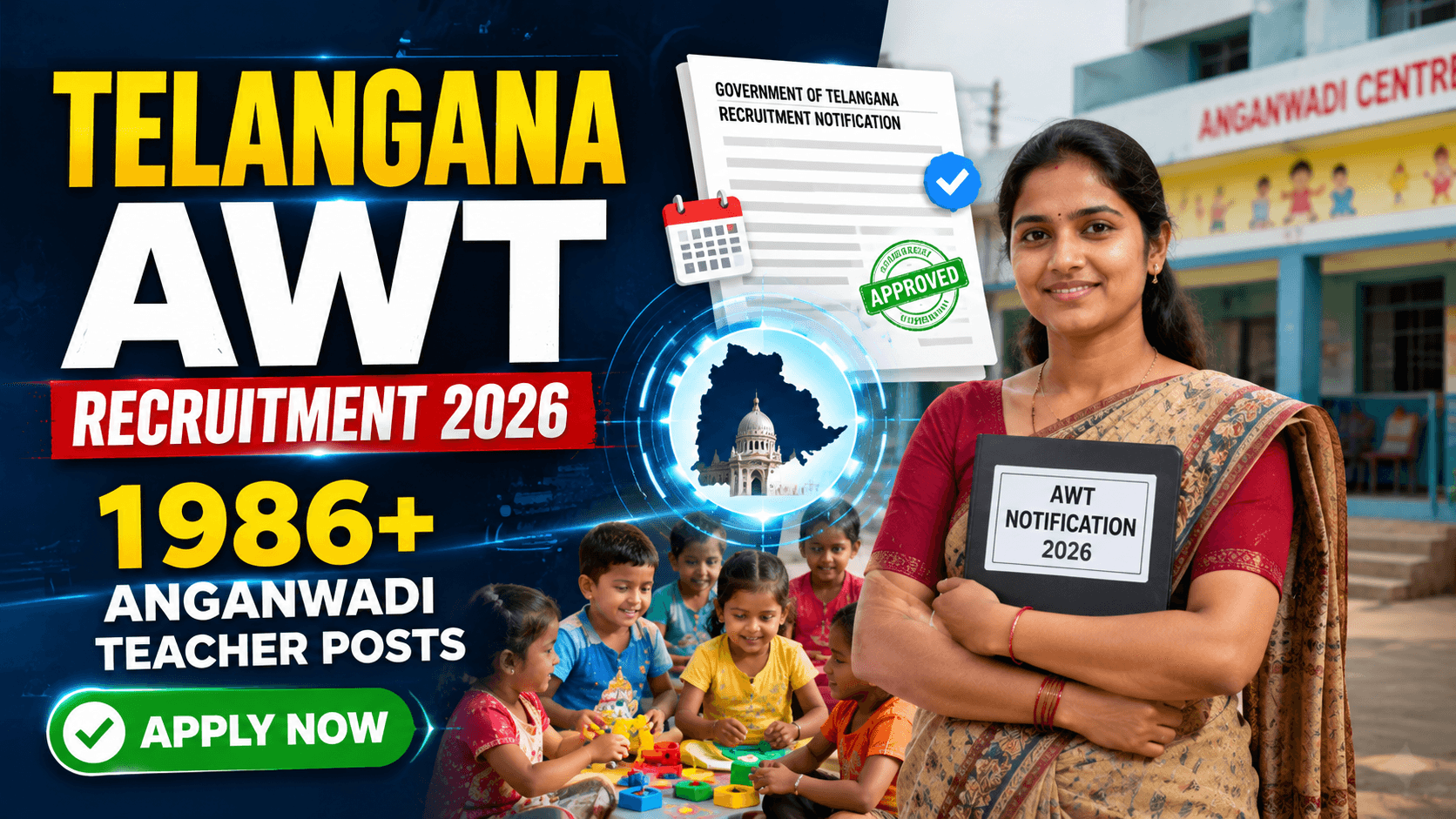 Telangana AWT Recruitment 2026 - 1986+ Anganwadi Teacher Posts