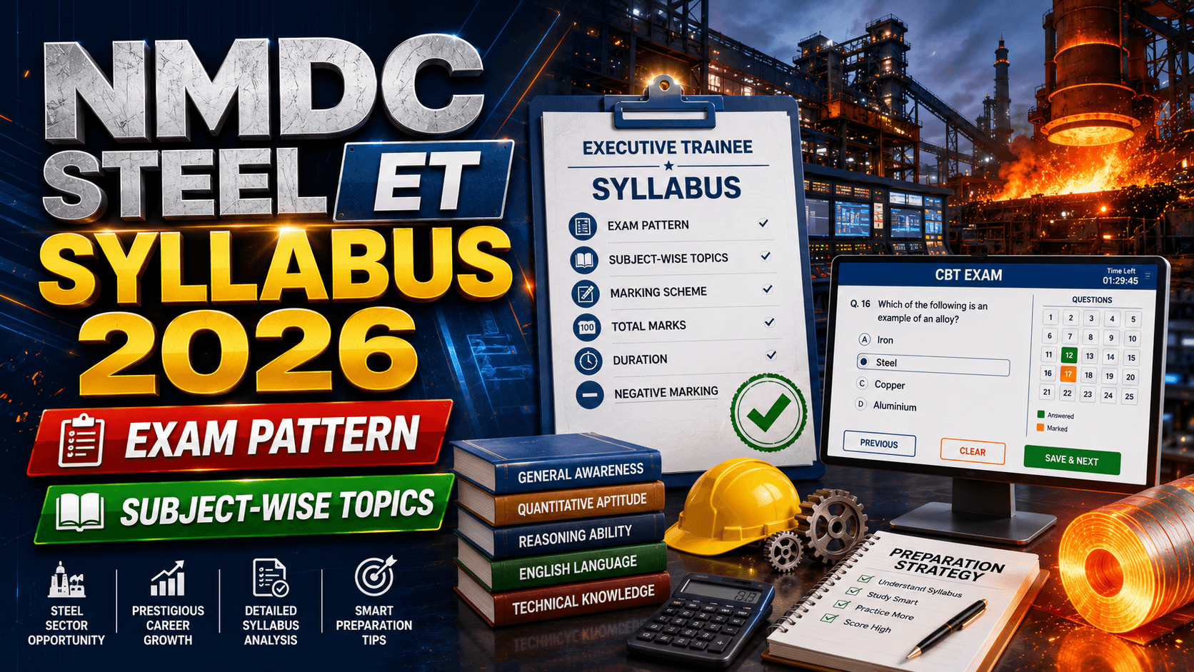 NMDC Steel Executive Trainee Syllabus 2026: Exam Pattern aur Subject-wise Topics