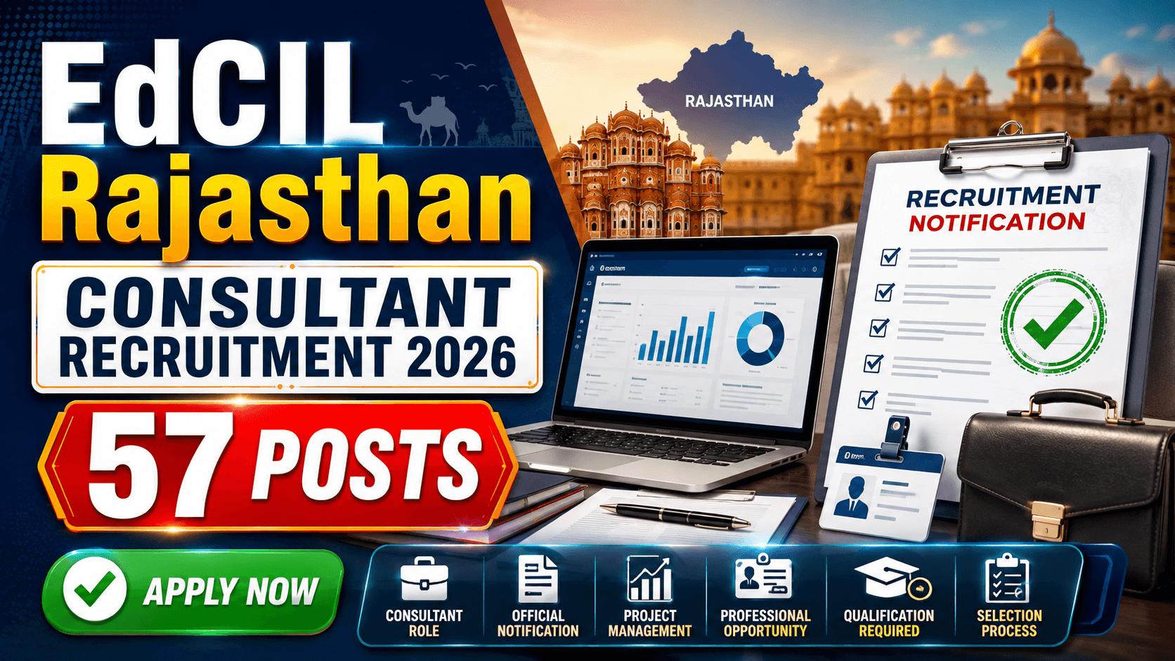 EdCIL Rajasthan Consultant Recruitment 2026 - 57 Posts