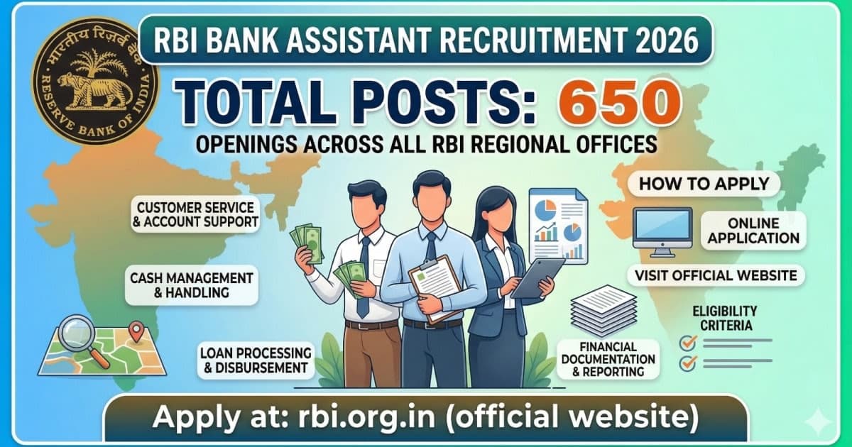 RBI Bank Assistant Recruitment 2026 | Apply Online for 650 Posts