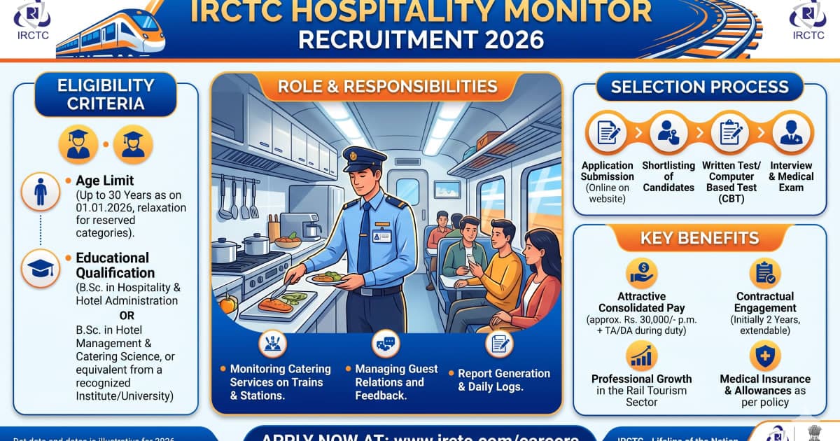 IRCTC Hospitality Monitor Recruitment 2026