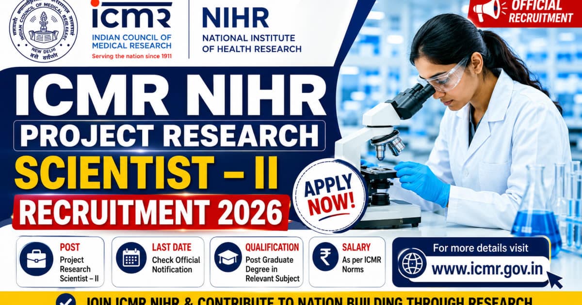 ICMR NIHR Project Research Scientist – II Recruitment 2026