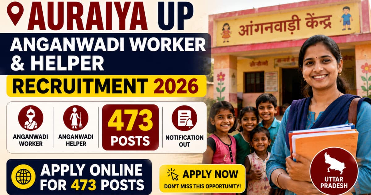 UP Auraiya Anganwadi Worker & Helper Recruitment 2026