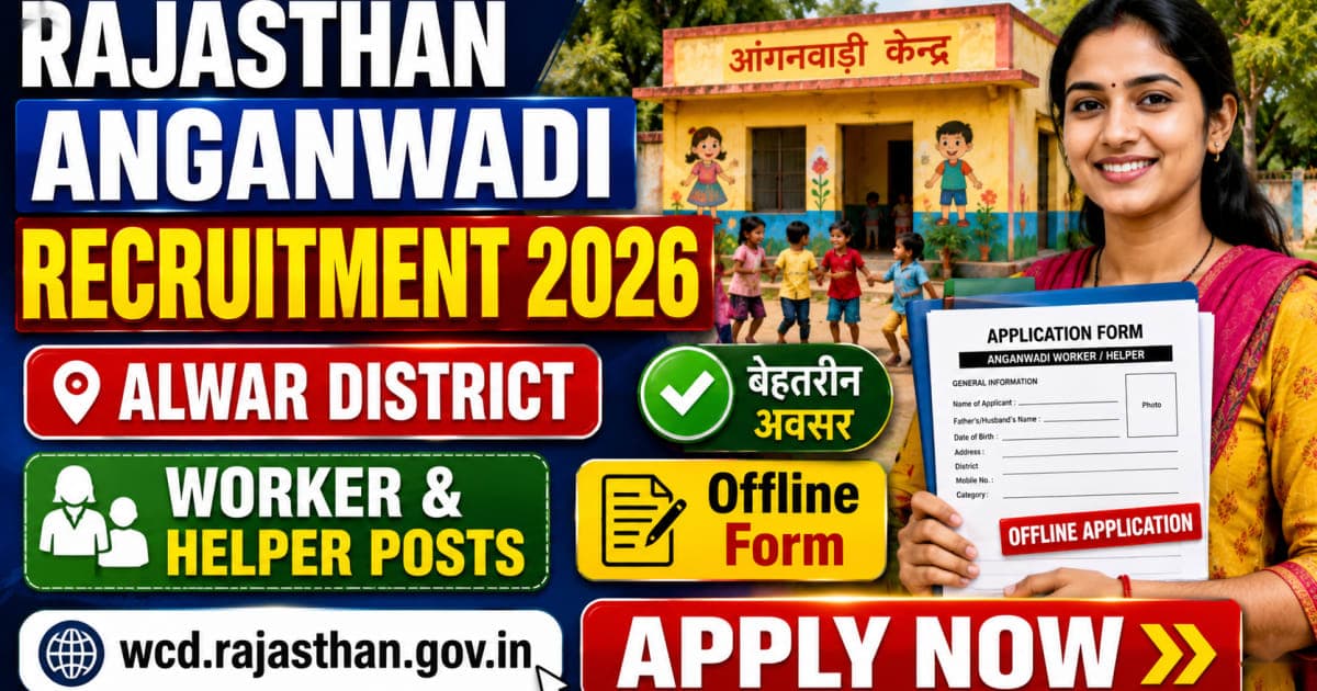 Rajasthan Anganwadi Recruitment 2026 - Anganwadi Worker & Helper Posts in Alwar District